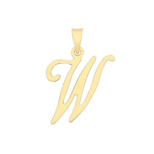 9ct Yellow Gold Script Initial Pendant 19 X 10mm + 5.5mm Bale W